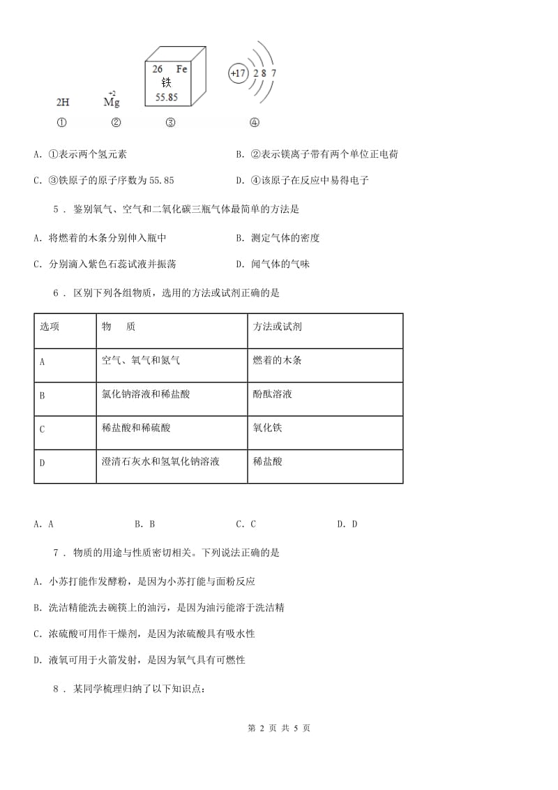 九年级化学专题复习《工艺流程》选择题专项练习_第2页