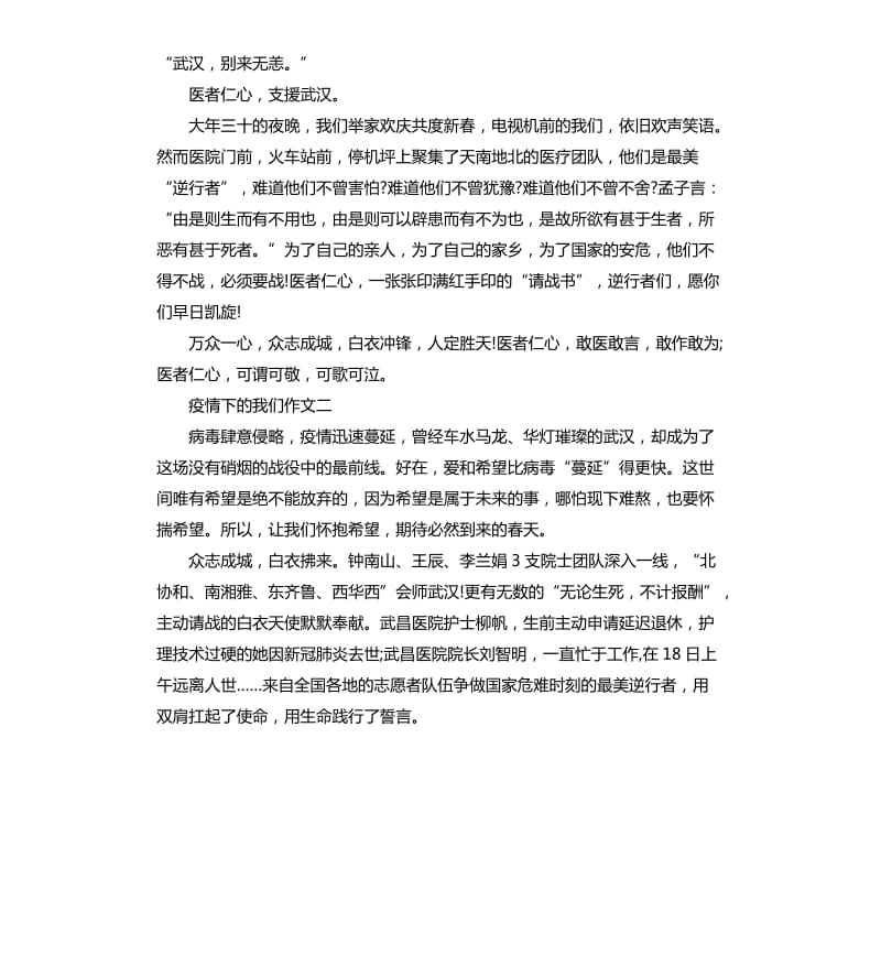 歌颂抗击疫情的逆行者们作文10篇_第2页