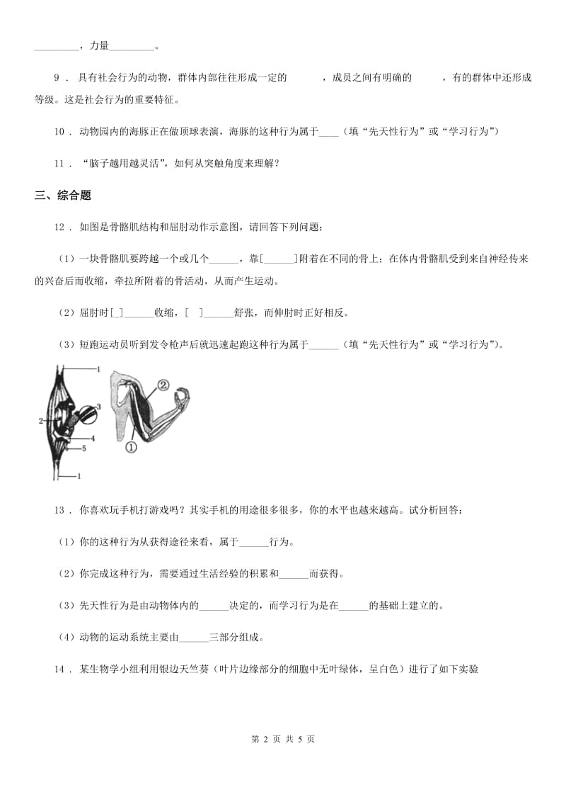 八年级生物上册同步练习：5.2.3社会行为_第2页