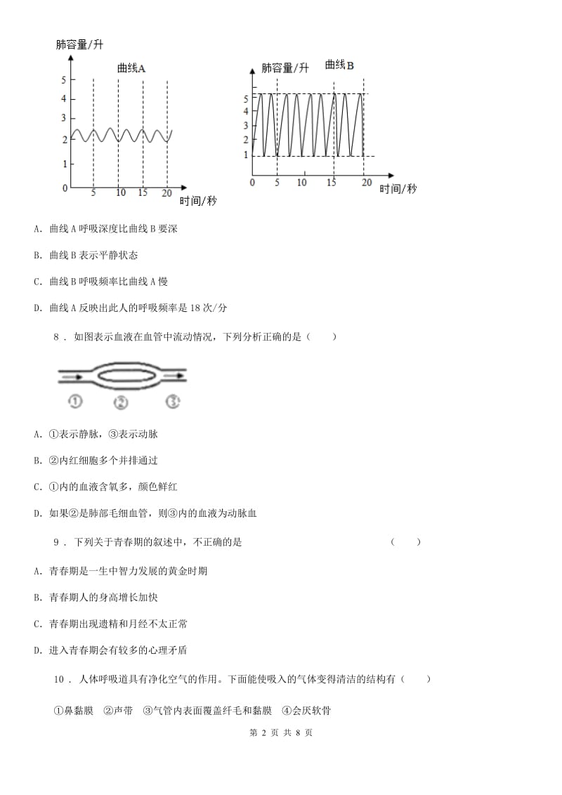 黑龙江省2020年（春秋版）七年级下学期期中考试生物试题B卷-1_第2页