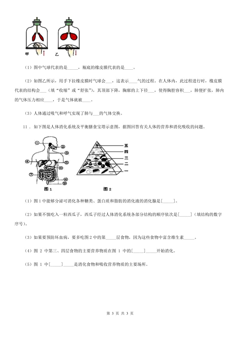 重庆市2019年九年级上学期第三次月考生物试题（II）卷_第3页