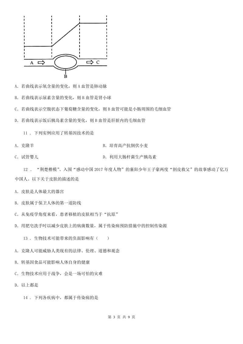 辽宁省2020年（春秋版）八年级5月月考生物试题B卷_第3页