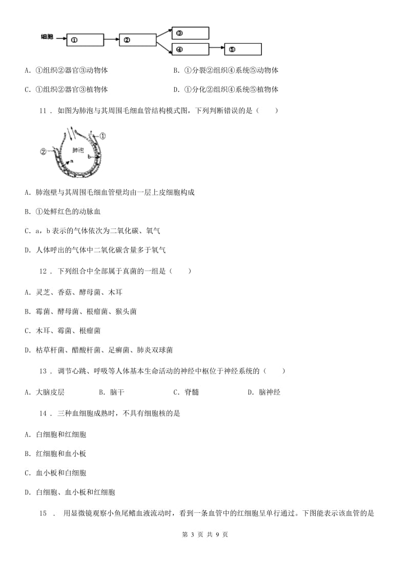 南昌市2020版八年级上学期期末质量检测生物试题C卷_第3页