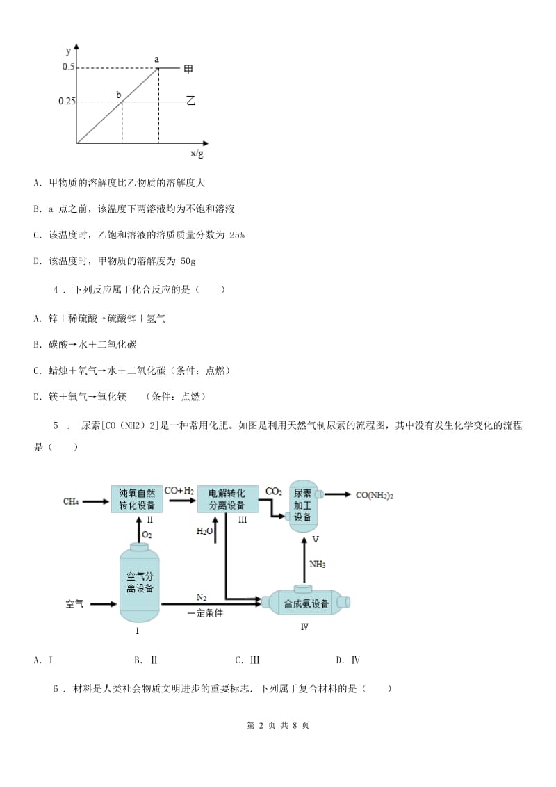 兰州市2020年九年级下学期中考二模化学试题（I）卷_第2页