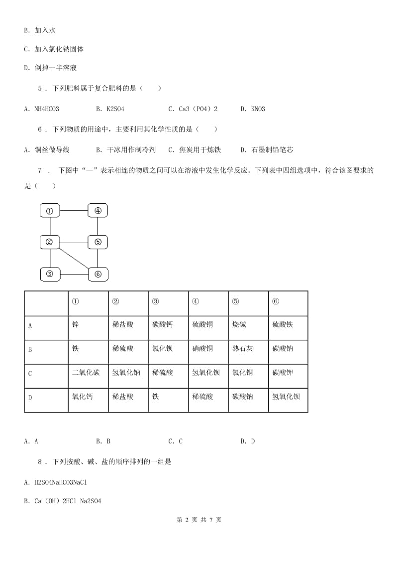 南昌市2019版中考一模化学试题（模拟）_第2页