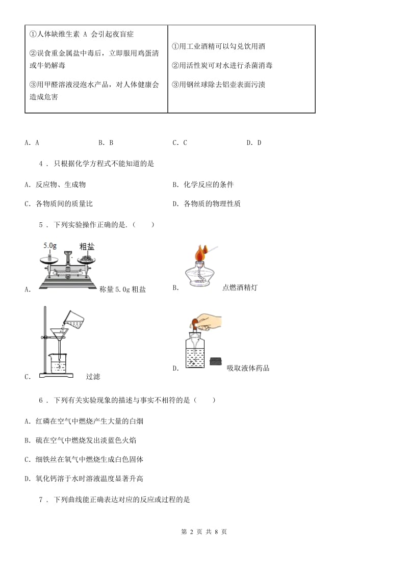 内蒙古自治区2019版九年级下学期3月月考化学试题B卷_第2页