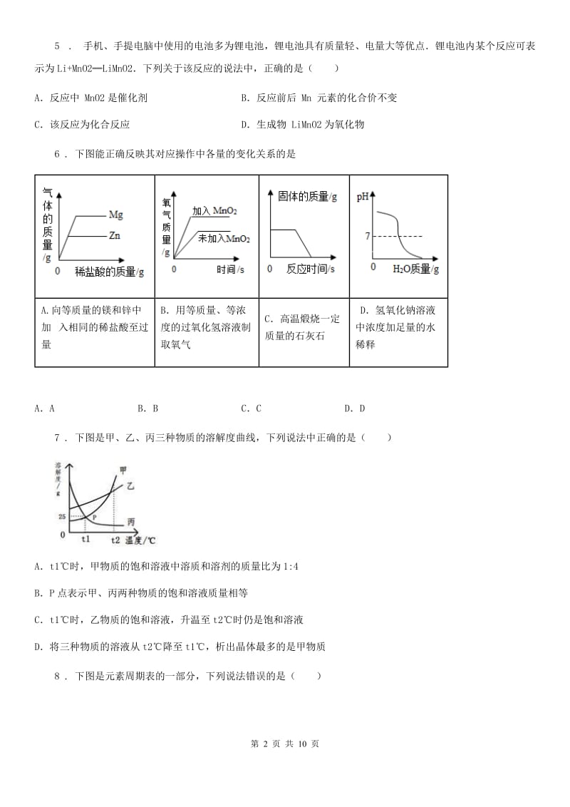 兰州市2020年九年级上学期期末化学试题_第2页