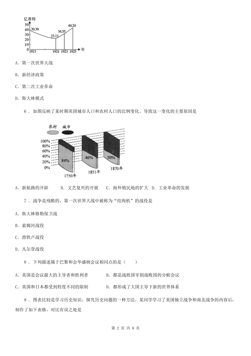 哈尔滨市2019年九年级12月阶段检测历史试题D卷_第2页