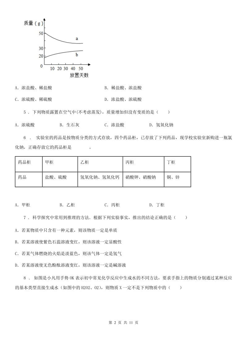 贵州省2020版化学九年级下册第七单元 核心素养评价卷A卷_第2页