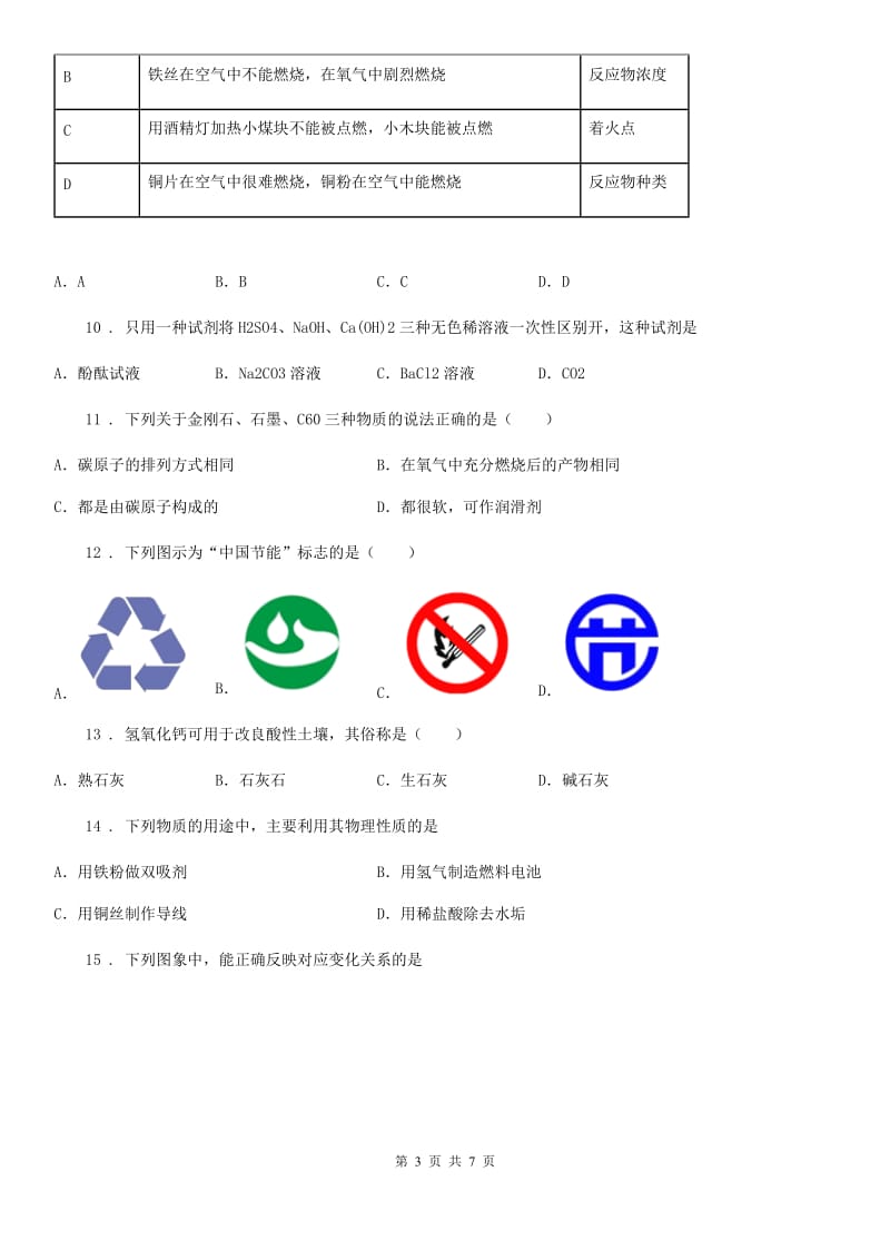 海口市2020版中考化学试题A卷_第3页