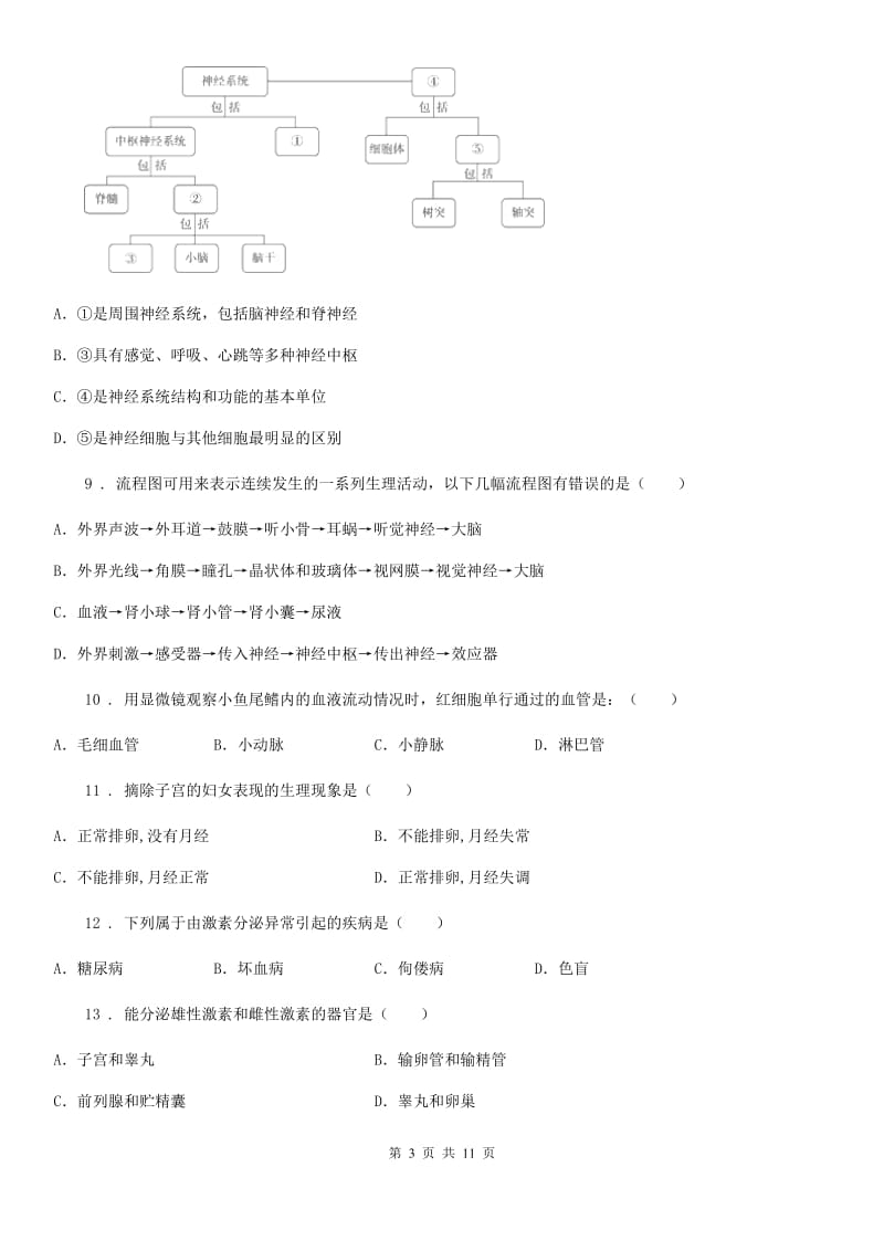 南宁市2019版七年级下学期期末生物试题B卷_第3页