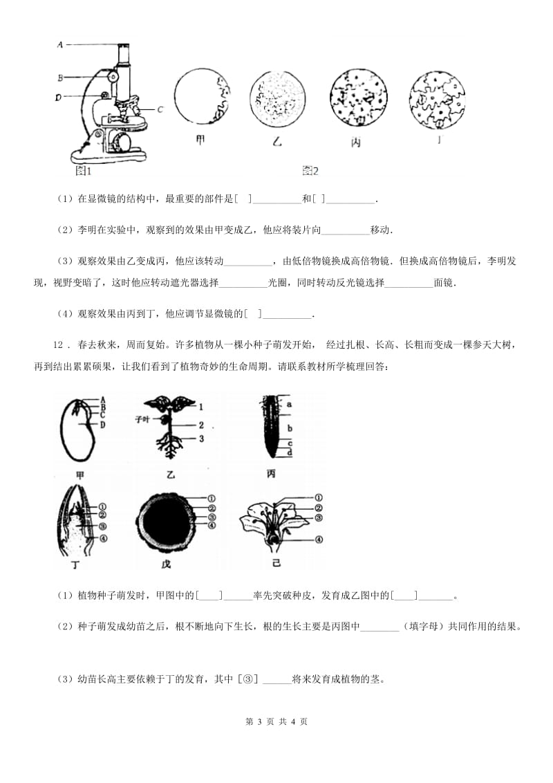辽宁省2020年七年级上学期第一次月考生物试题D卷_第3页