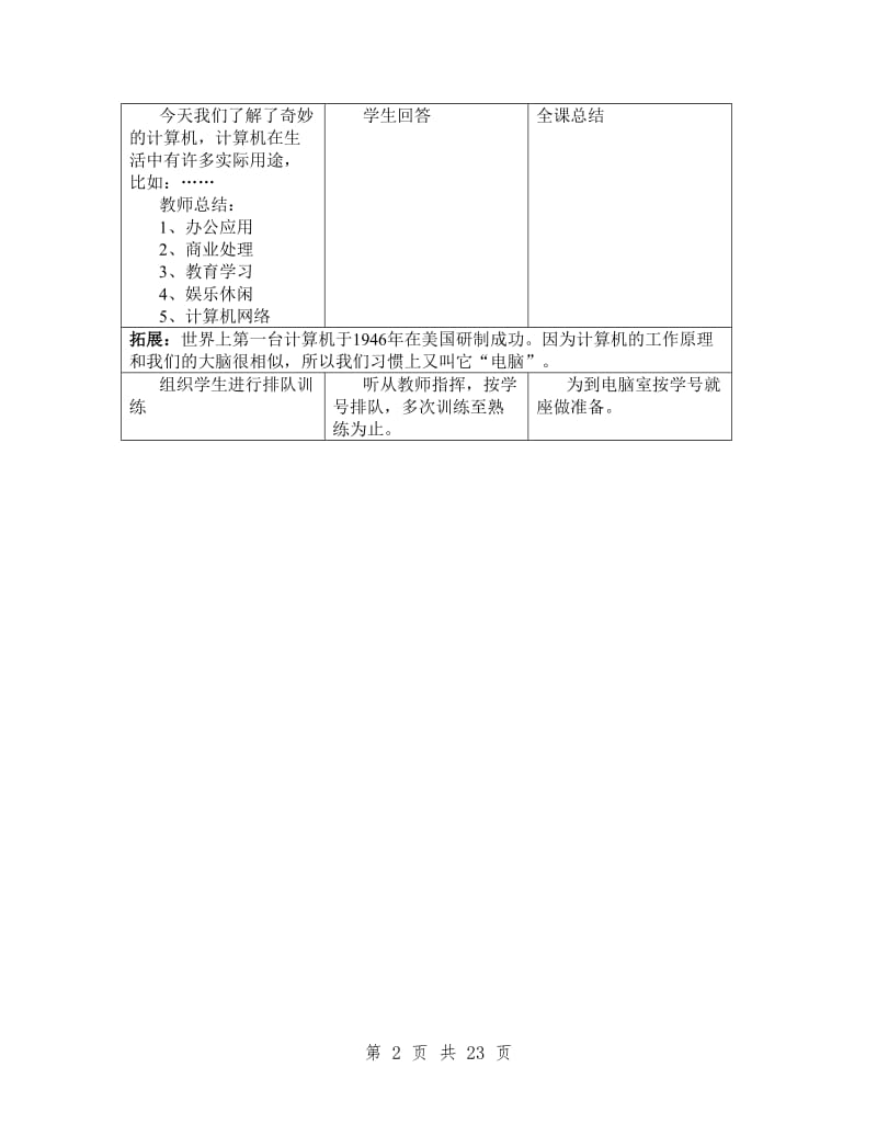 一年级信息技术教案(上)_第2页