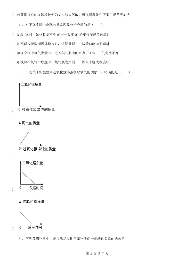 昆明市2019版九年级上学期12月月考化学试题D卷_第2页