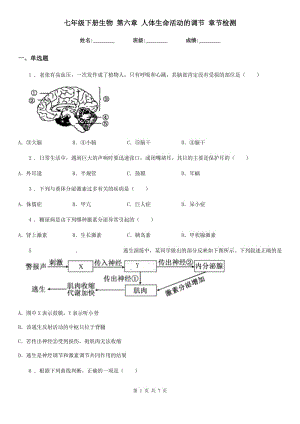 七年級下冊生物 第六章 人體生命活動的調(diào)節(jié) 章節(jié)檢測