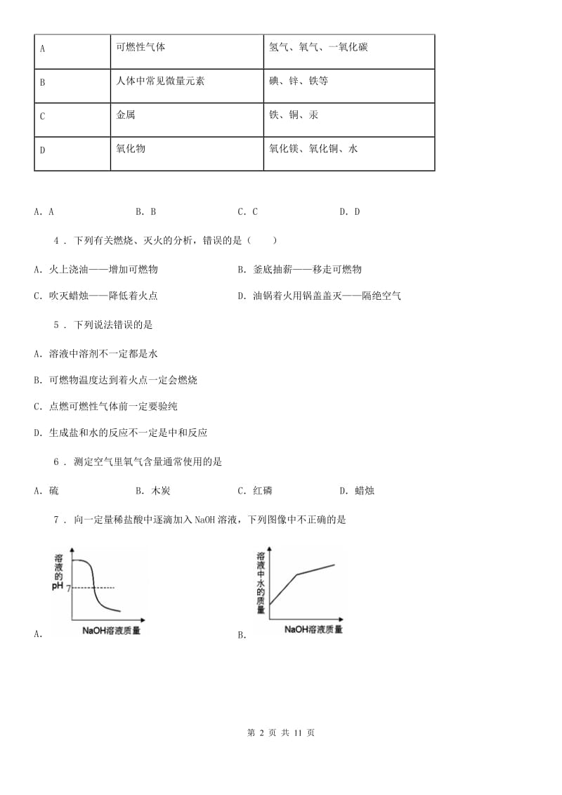 合肥市2019-2020学年九年级上学期期末化学试题A卷_第2页