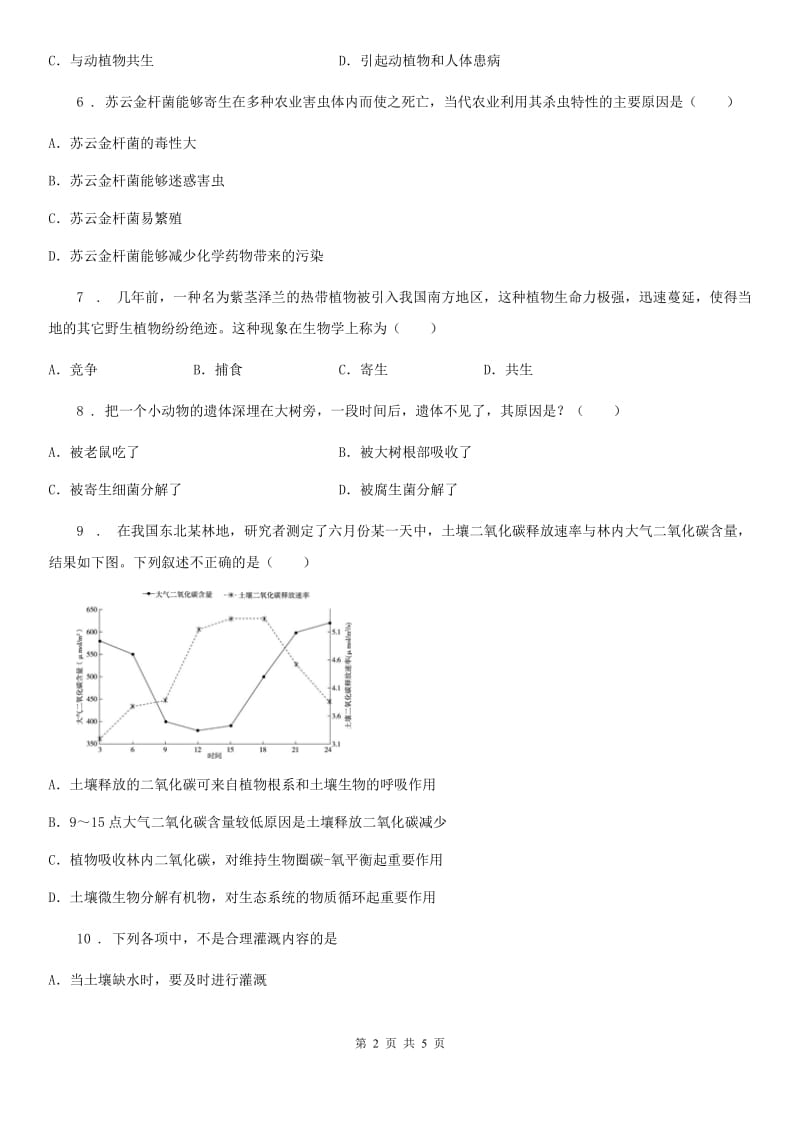 黑龙江省2019-2020年度七年级下册生物 11.4细菌和真菌在生物圈中的利用 同步测试D卷_第2页
