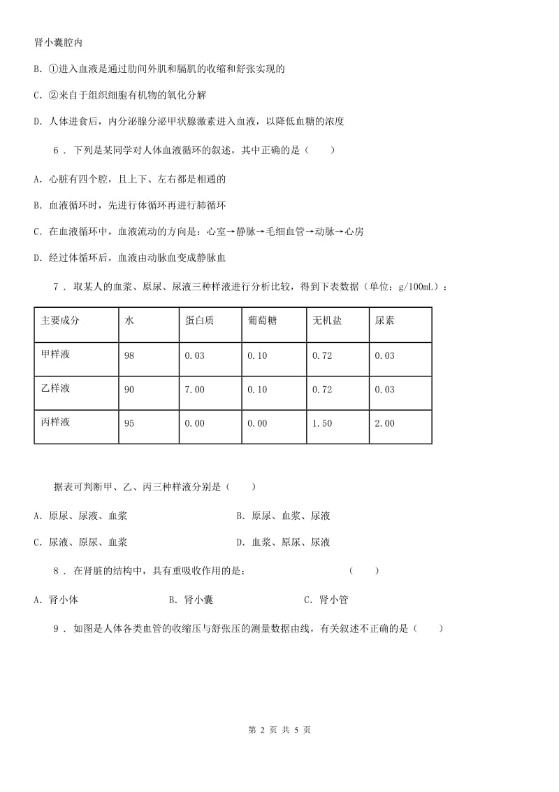 杭州市2019版八年级上学期第一次月考生物试题B卷-1_第2页