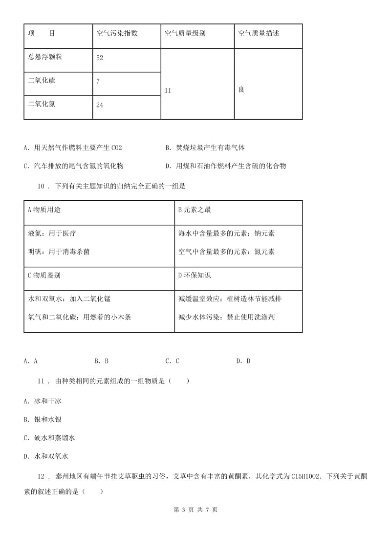 太原市2019年九年级上学期期末化学试题_第3页