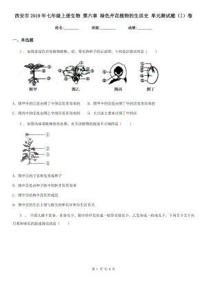 西安市2019年七年級上冊生物 第六章 綠色開花植物的生活史 單元測試題（I）卷
