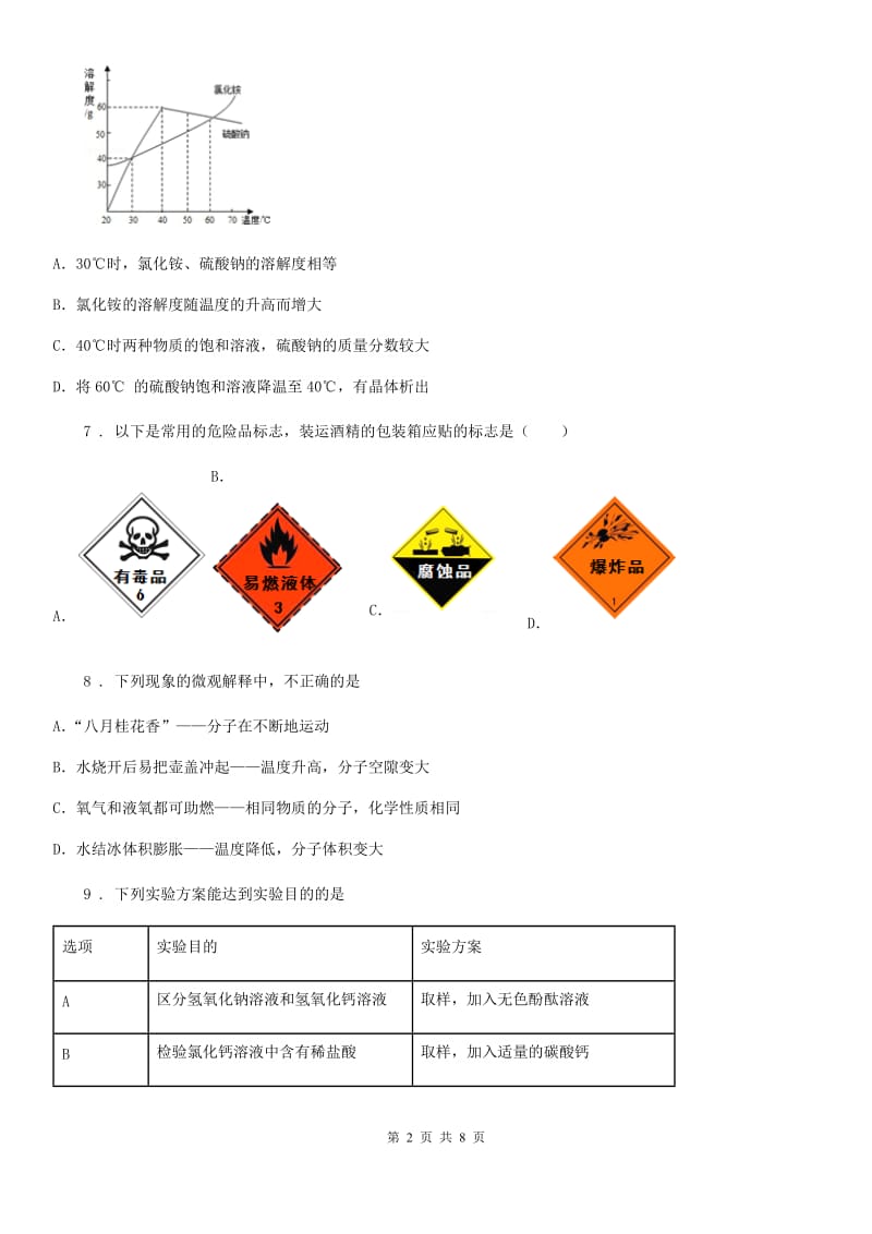 济南市2020年九年级下学期中考模拟化学试题B卷_第2页