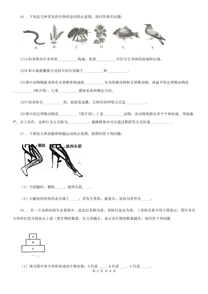 西安市2020版八年级上册生物 5.2.3社会行为 同步测试题C卷_第3页