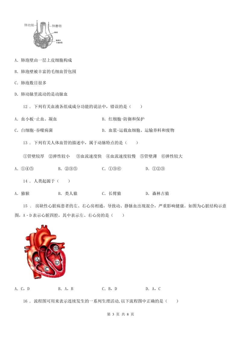 济南市2019-2020学年七年级下学期期末生物试题D卷-1_第3页