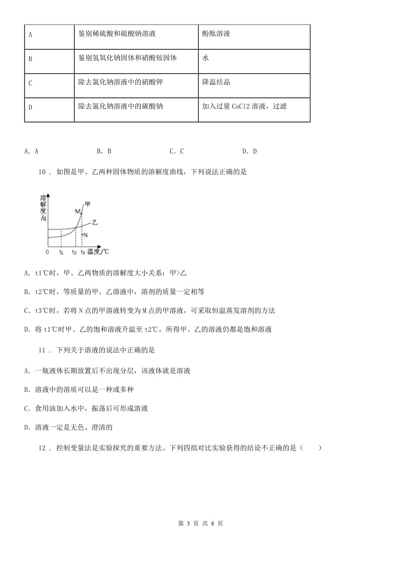 合肥市2019-2020学年九年级第二学期3月一模化学试题_第3页