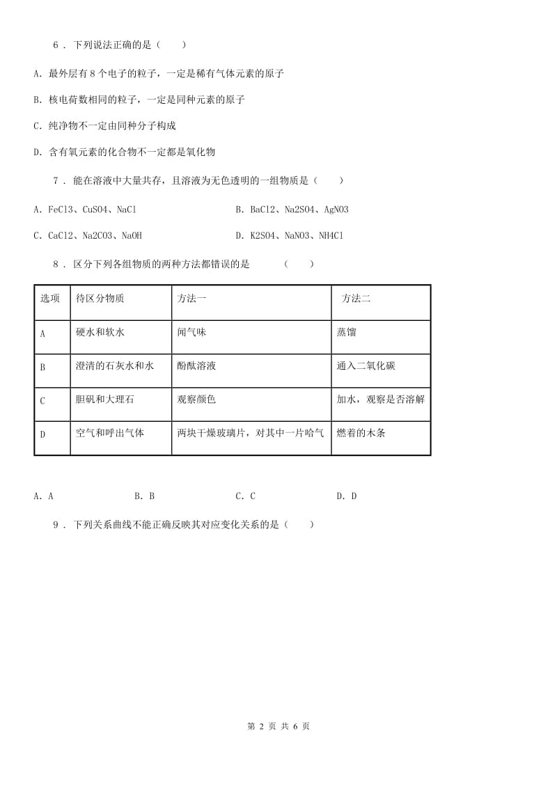 青海省2019-2020学年九年级下学期3月月考化学试题D卷_第2页