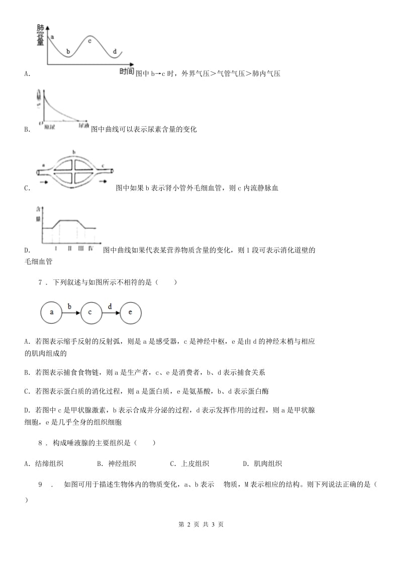 成都市2019-2020年度七年级下学期3月月考生物试题（I）卷_第2页