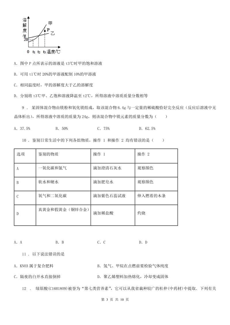 合肥市2019-2020学年九年级中考三模化学试题_第3页