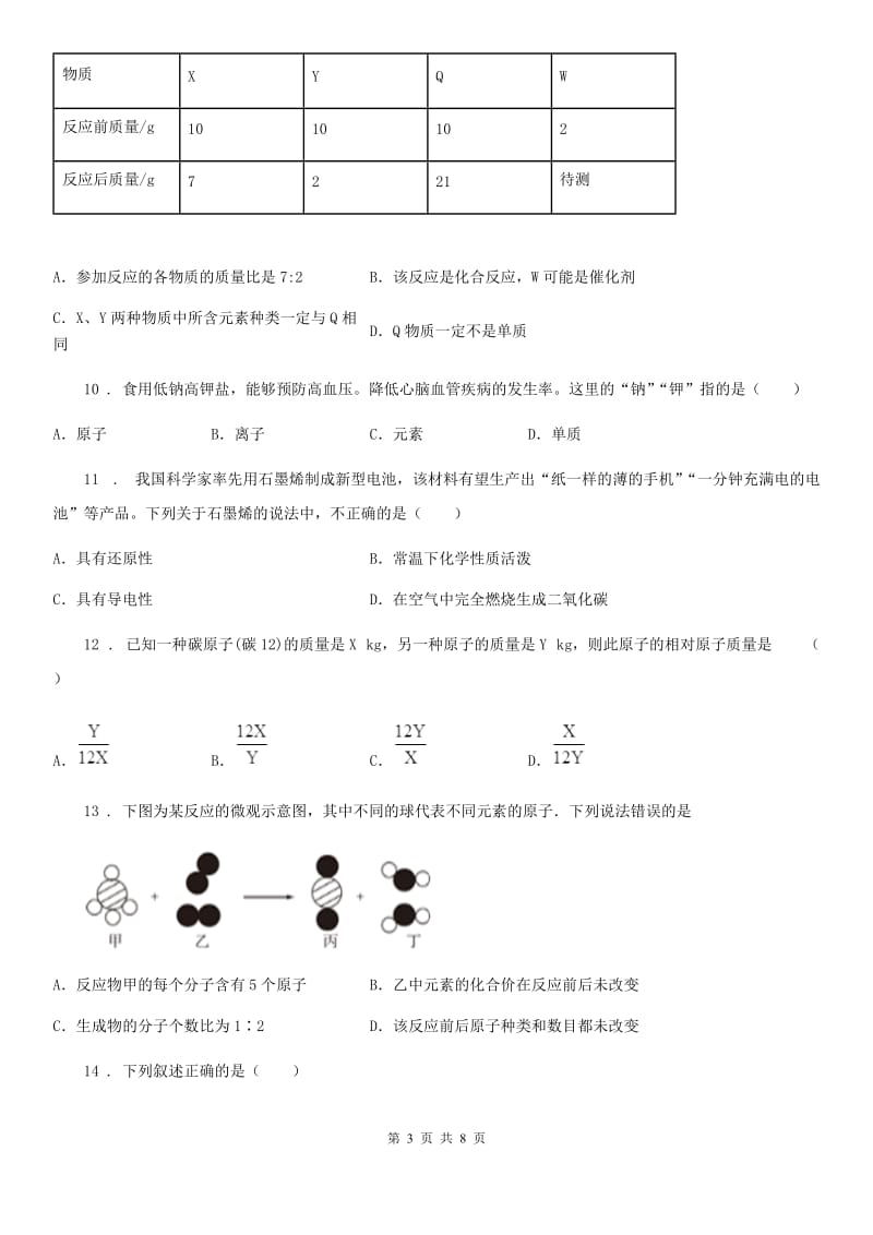 九年级下学期初中毕业学年调研测试（二）化学试题_第3页