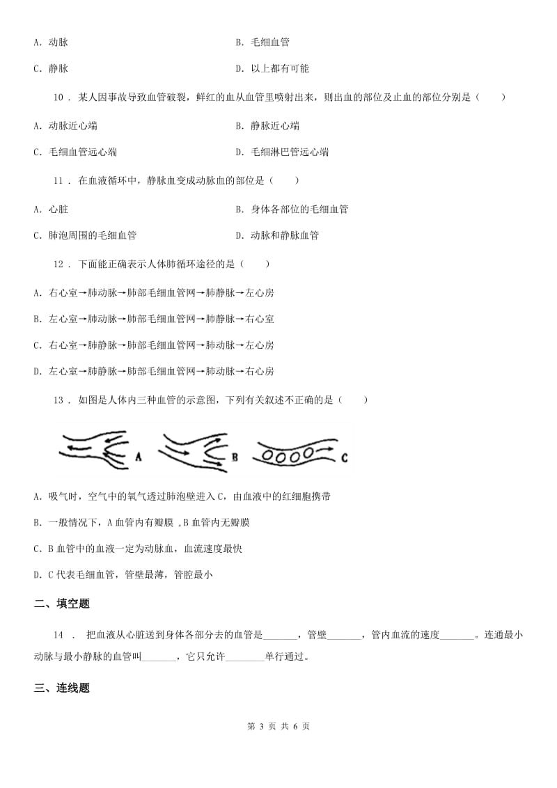 七年级下册生物 10.2人体内的血液循环_第3页