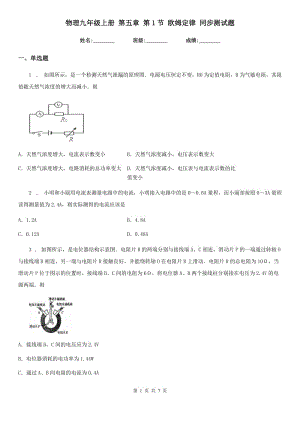 物理九年級(jí)上冊(cè) 第五章 第1節(jié) 歐姆定律 同步測(cè)試題