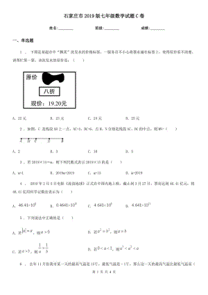 石家莊市2019版七年級數(shù)學(xué)試題C卷