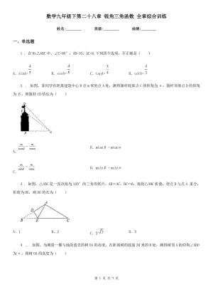 数学九年级下第二十八章 锐角三角函数 全章综合训练