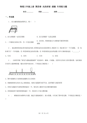 物理八年級(jí)上冊(cè) 第四章 光的折射 透鏡 專項(xiàng)練習(xí)題