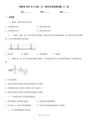 青海省2020年八年级（上）期末考试物理试题（I）卷