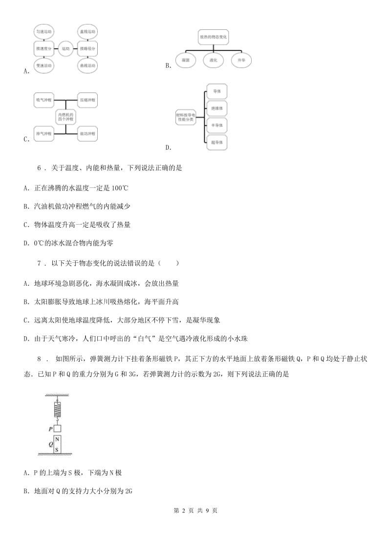 重庆市2019-2020学年九年级（上）期末教学检测物理试题（I）卷_第2页