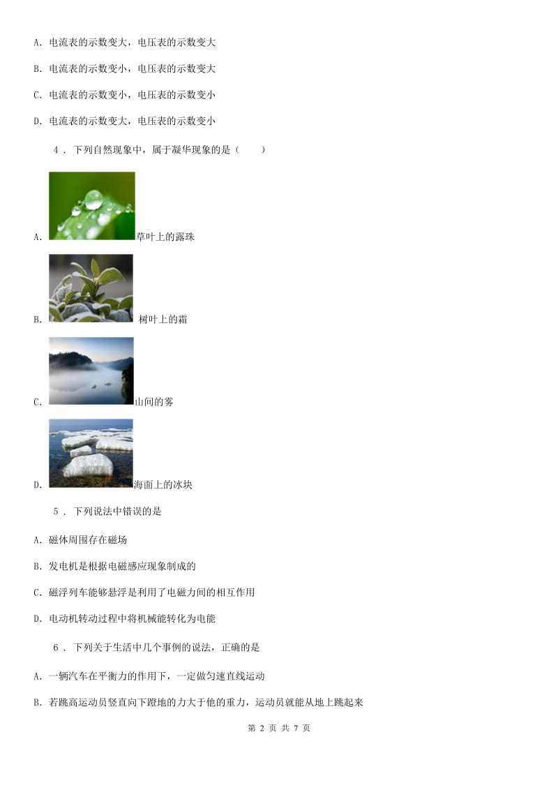河南省2020年九年级中考一模物理试题（I）卷_第2页