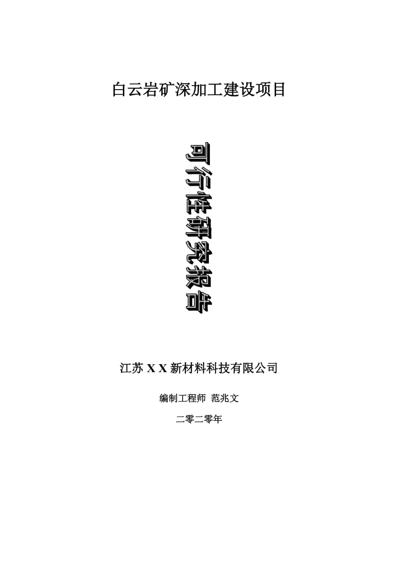 白云岩矿深加工建设项目可行性研究报告-可修改模板案例_第1页