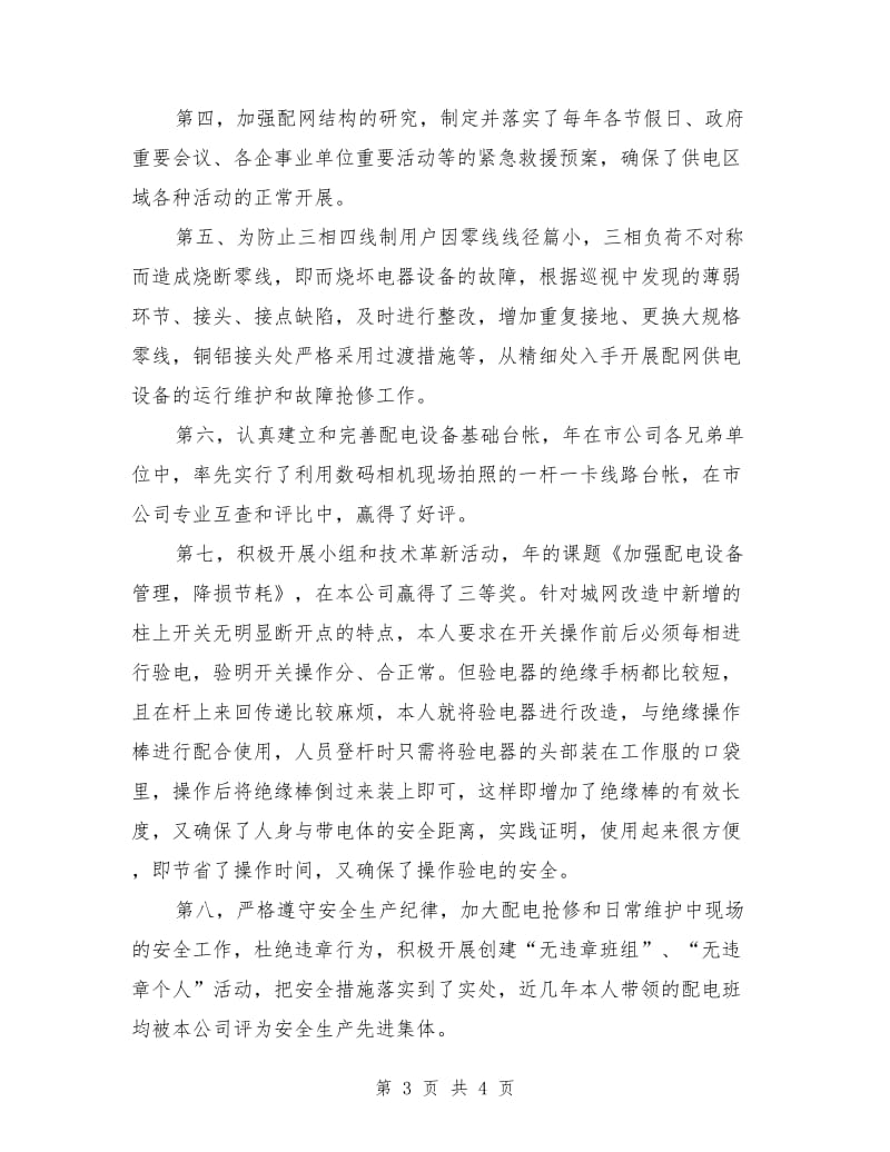 配电线路专业个人工作总结_第3页