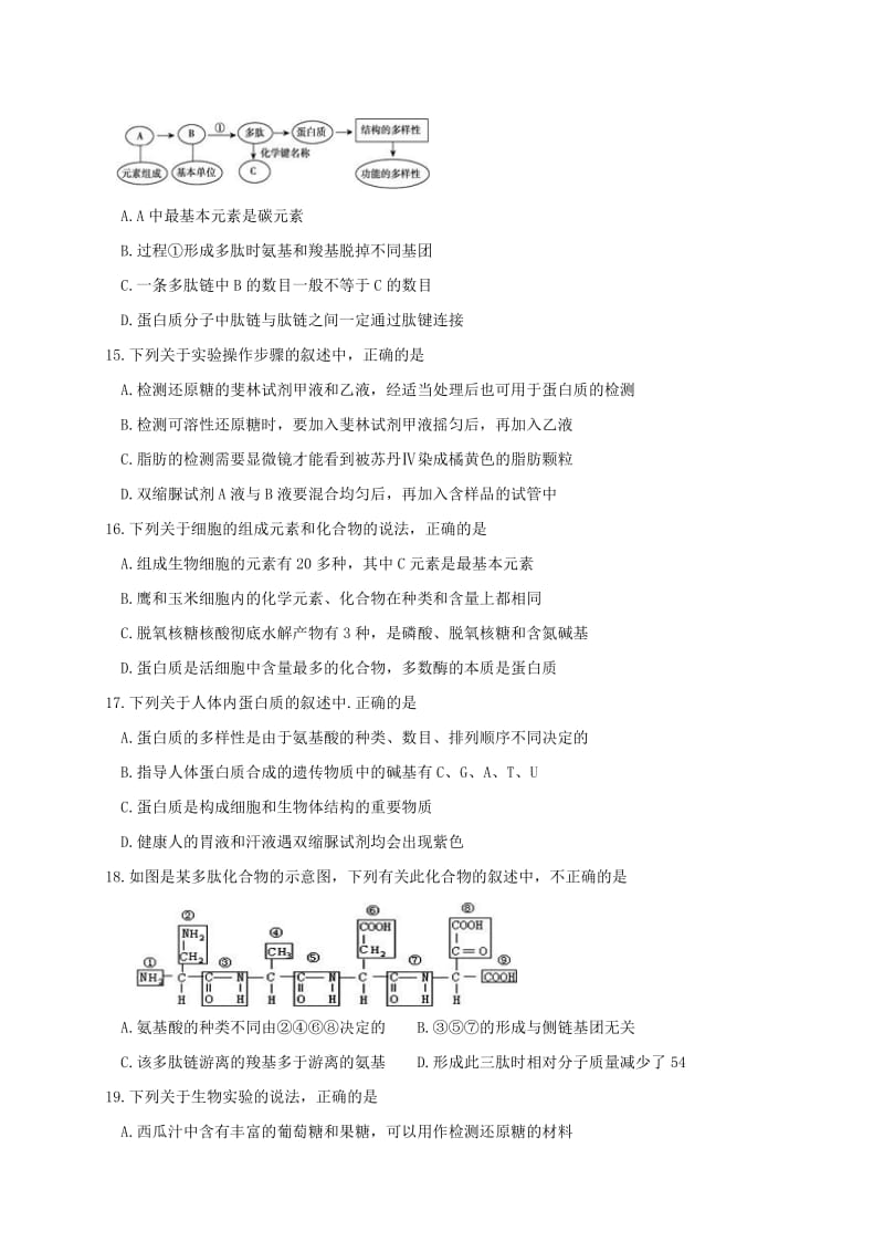 高一生物10月月考试题1 (2)_第3页