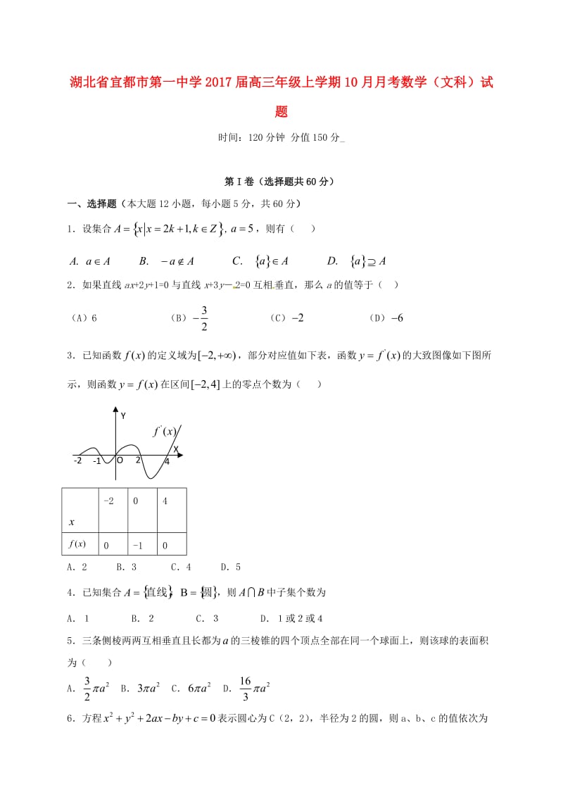 高三数学10月月考试题 文12_第1页