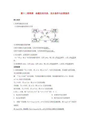 高一數(shù)學(xué)上學(xué)期周清 第十二周周清 命題及其關(guān)系、充分條件與必要條件 文