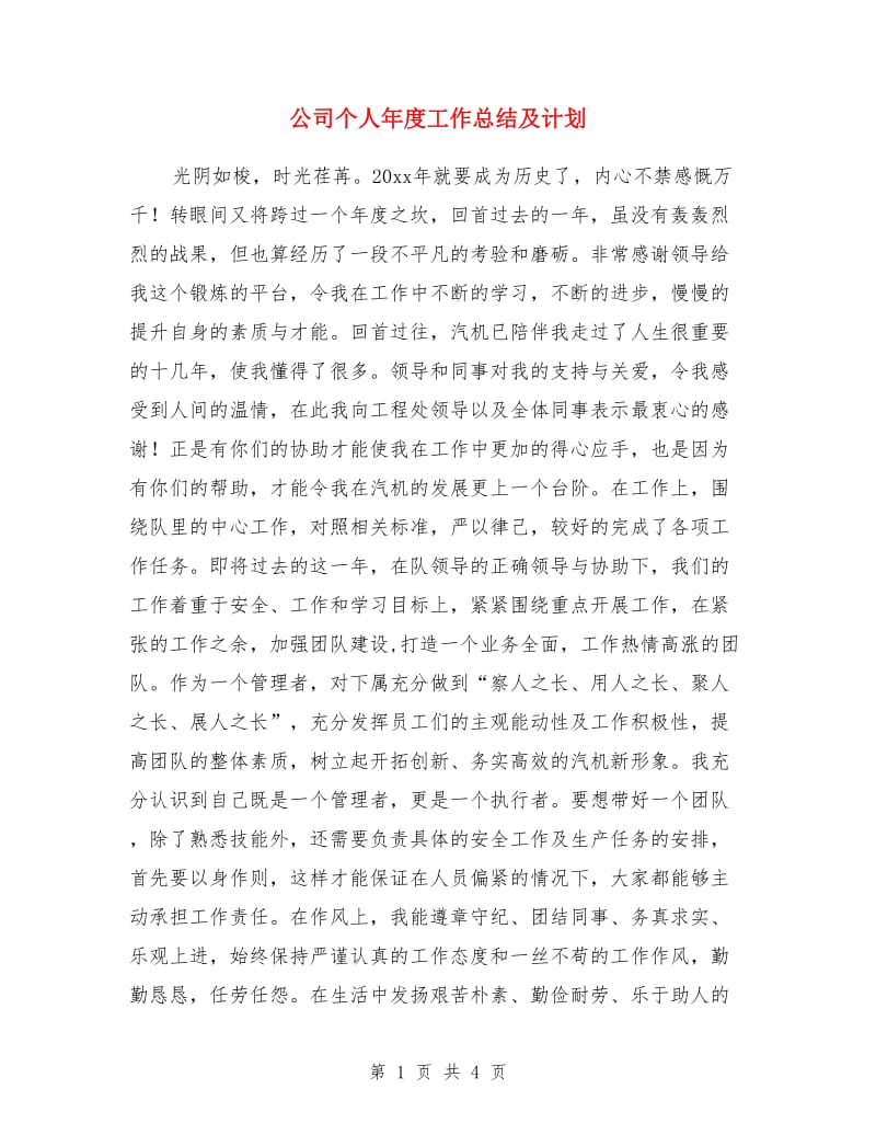 公司个人年度工作总结及计划_第1页