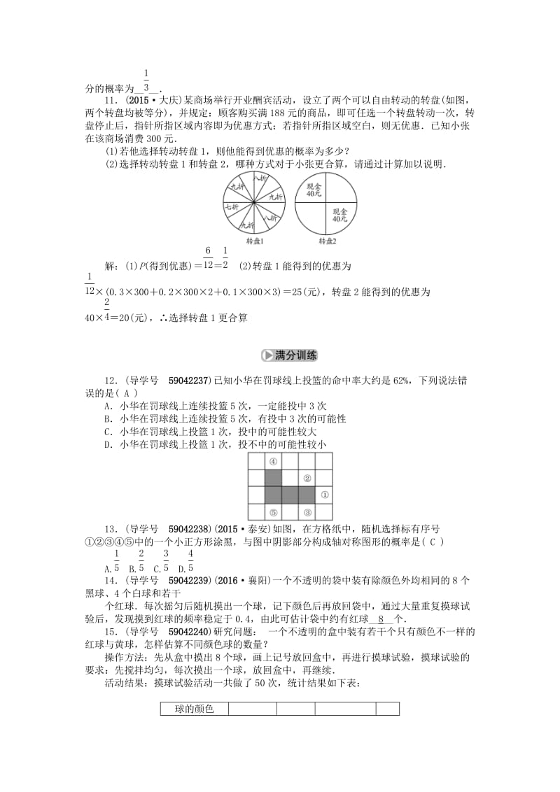 中考数学考点总复习 第32节 简单随机事件的概率试题 新人教版_第2页