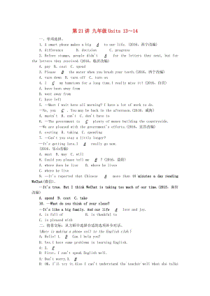 中考英語 第一輪 課本知識聚焦 第21講 九全 Units 13-14試題1