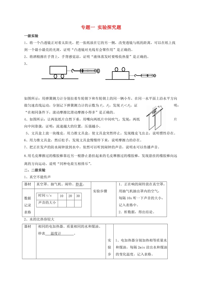 中考物理一轮专题复习 专题一 实验探究题_第1页