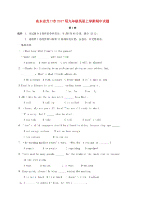 九年級(jí)英語(yǔ)上學(xué)期期中試題 魯教版五四制